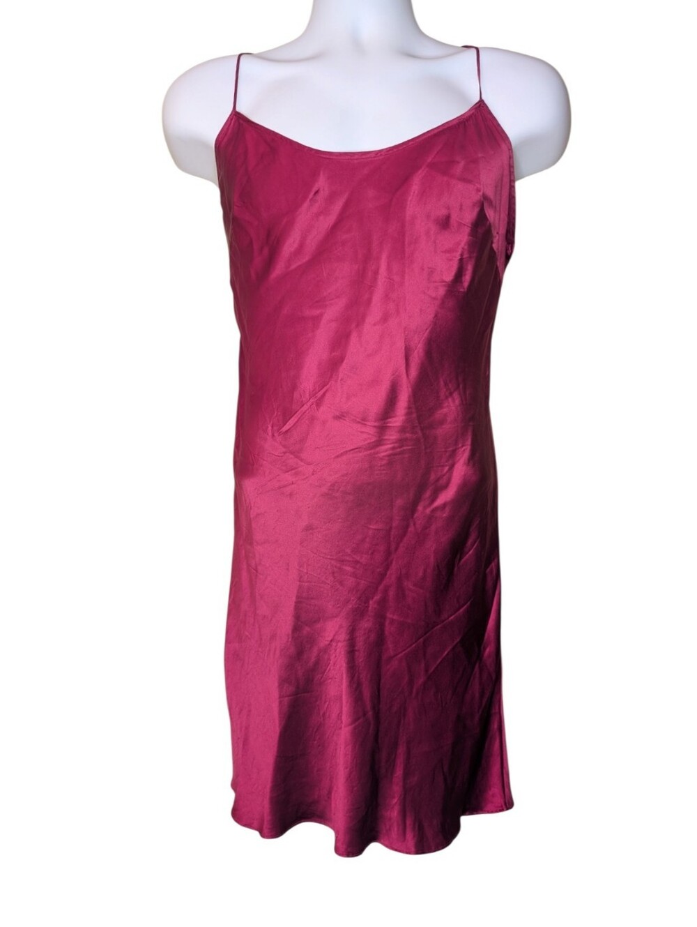 Victoria's Secret 100% Silk Slip Dress Berry Satin Chemise size Medium coquette - Picture 8 of 8